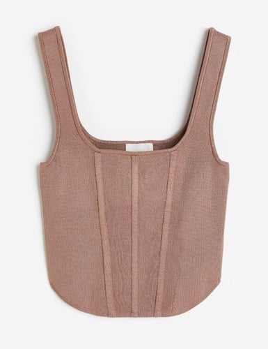 h&m Hm finstickat linne topp stl L brun