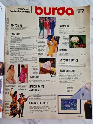 Burda Mönstertidning nr 01 1992