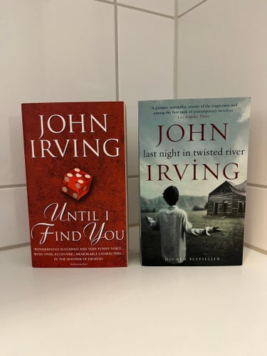 Två böcker av John Irving: Until I find you & Last night in twisted river