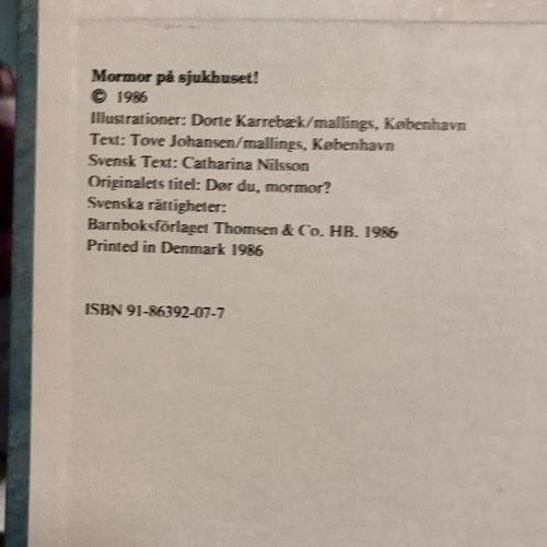 MORMOR PÅ SJUKHUSET! Tove Johansen 1986
