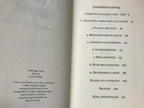FIRA BRÖLLOP FÖRR & NU Lars Bondeson Cecilia von Melen 1996