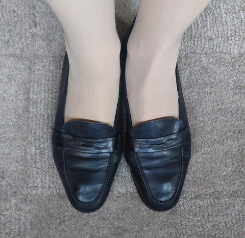 Vintage italienska damskor modell loafers i smäckert svart skinn stl 37 smal fo