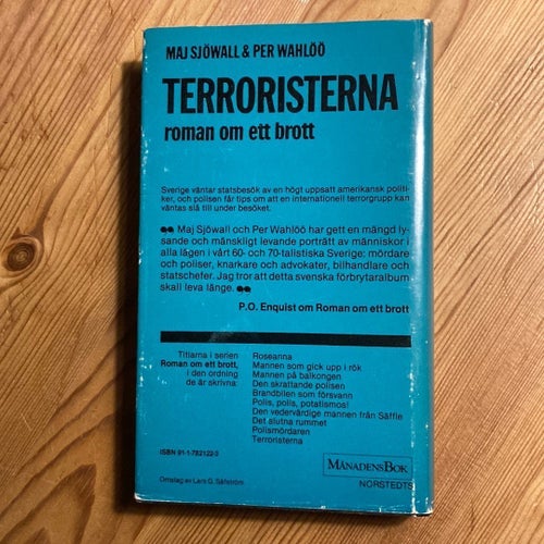 Terroristerna av Maj Sjöwall och Per Wahlöö, 1978.