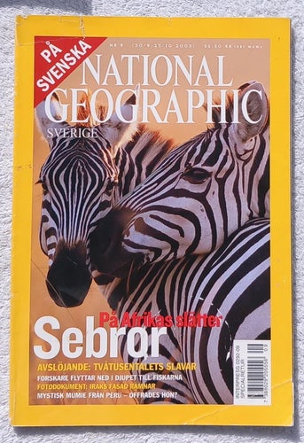 National geographic, 9/2003 – slaveri, sebror, mumie från Peru, Irak