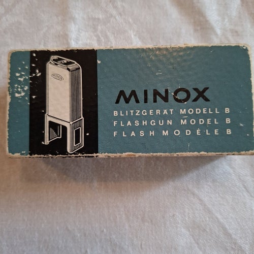 Minox Blitzgerät Modell B Vintage Blixt i Originalask med Svensk ManualBeskriv