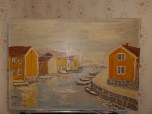 C.E. WALLIN, OLJA PÅ PANNÅ. EJ RAM. MÅTT 57 x 41 CM. NORRTELJE NERE VID BRON.