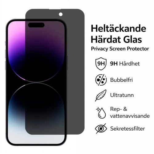 2st iPhone 15 Pro Max/15 Plus Privacy 9H Härdat Glas Skärmskydd |Sekretessfilter