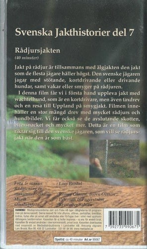 SVENSKA JAKT HISTORIER DEL 7 -RÅDJURSJAKTEN ( VHS FILM !)