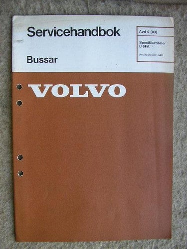 VOLVO Verkstadshandbok Buss B 6FA Specifikationer