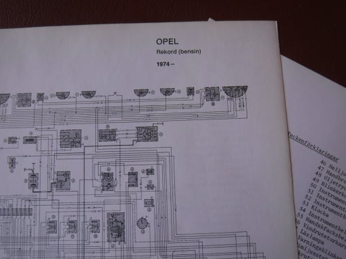 Elschema till Opel Rekord (bensin) 1974-