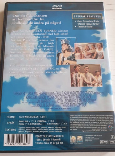 Peggy Sue gifte sig (1986) - Kathleen Turner/Nicolas Cage - Egmont DVD - Raritet