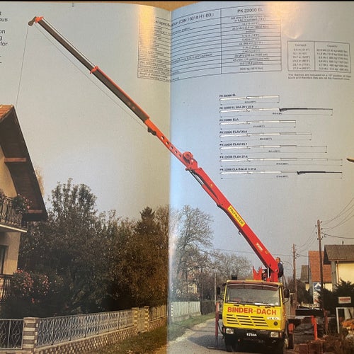 Broschyr Palfinger PK 22000 EL Lastbil Lastbilskran Kran Engelska