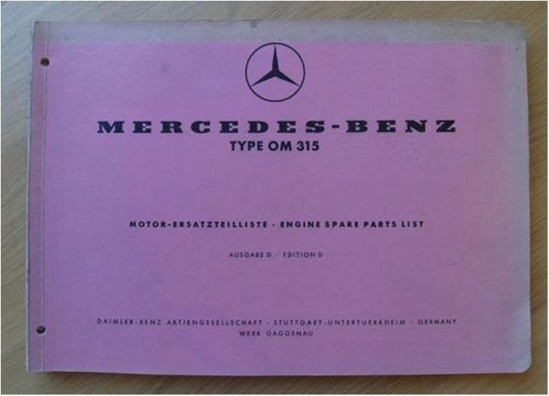 Reservdelskatalog Mercedes-Benz Type OM 315 Motor