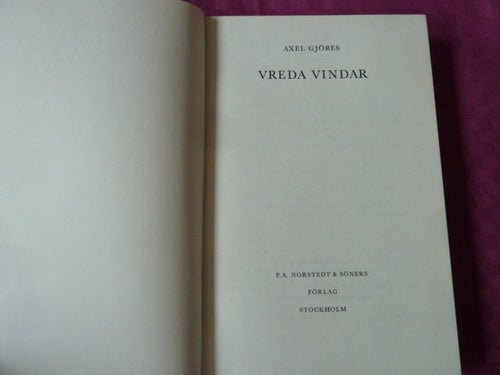 VREDA VINDAR, A. GJÖRES, 1967, BÖCKER
