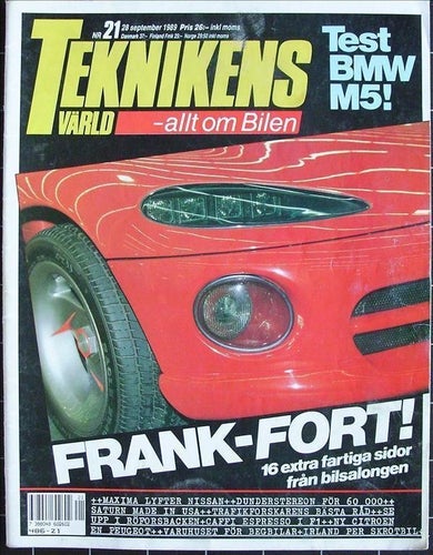 TEKNIKENS VÄRLD 1989/21. Test BMW M5. Austin Princess. Alex Caffi.