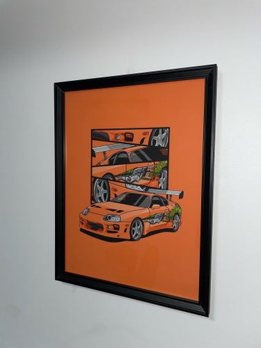 Toyota Supra fast & furious tavla svart ram