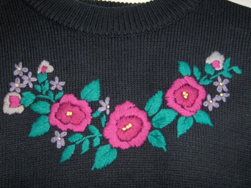 Tröja med fint mönster, blommor Sparsamt använd, Storlek L