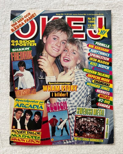 Pernilla Wahlgren 1985 omslag clips poster - Tidningen OKEJ 1980-tal