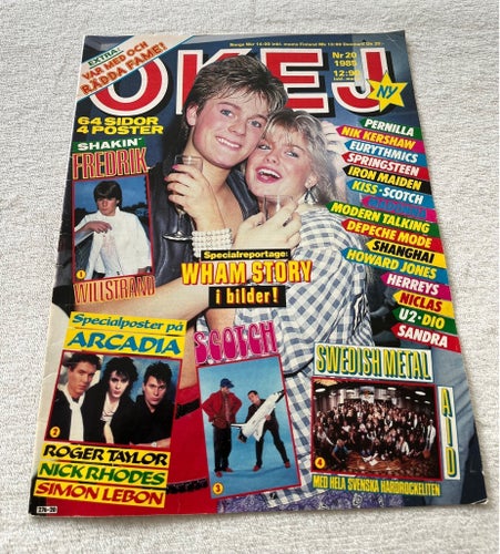 Pernilla Wahlgren 1985 omslag clips poster - Tidningen OKEJ 1980-tal
