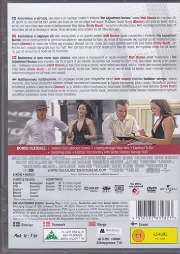 DVD / The Adjustment Bureau / Matt Damon, Emily Blunt / Nära Nyskick