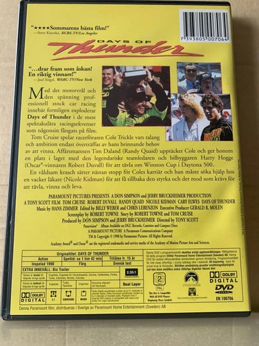 Days of thunder, Dvd