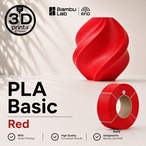 Bambu Lab PLA Basic Red Refill 1kg 1.75mm – Original – RFID