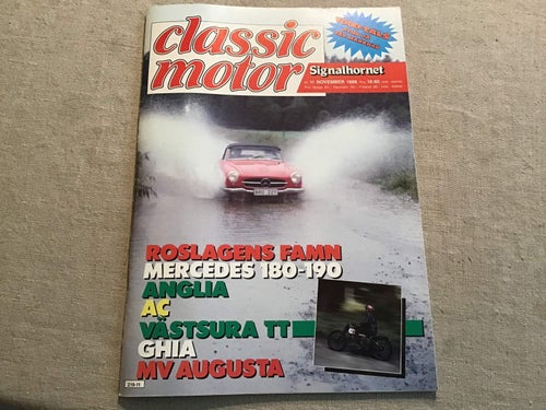 CLASSIC MOTOR NR 11 1986 MB 180-190,ANGLIA,VÄSTSURA TT,MV AUGUSTA,THUNDERBIRD
