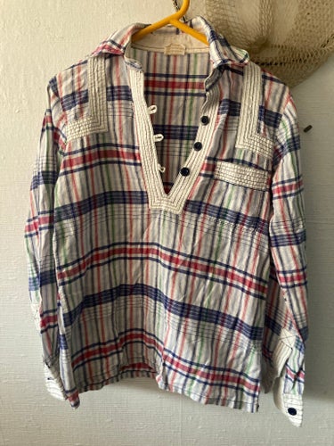 Vintage retro randig blus skjorta 70-tal strl.36