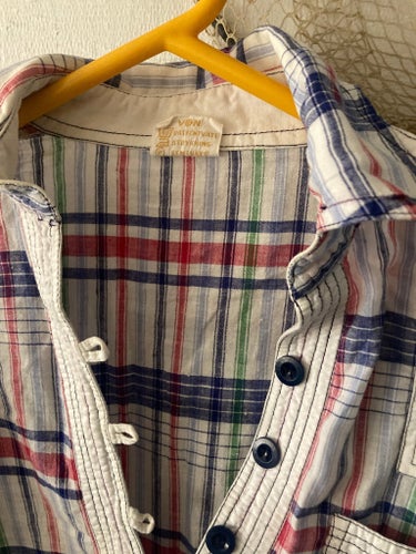 Vintage retro randig blus skjorta 70-tal strl.36
