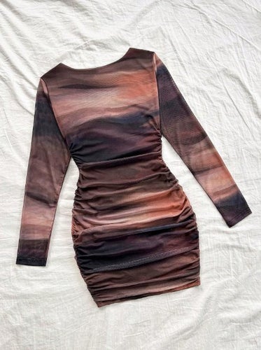 Klänning stretch ombre gradient rosa brun jordiga nyanser 48 50 2XL Höst