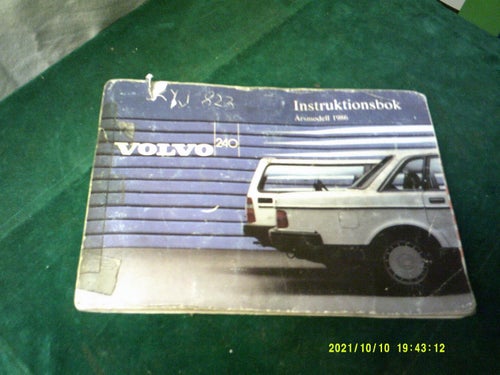 Instruktionsbok Volvo 240. 1986.