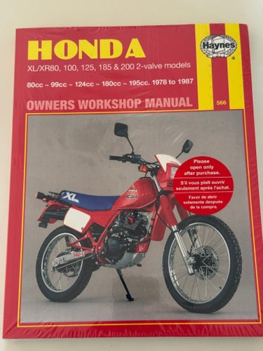 Honda XL/XR80, 100, 125, 185 & 200 2-ventilsmodeller Ägarverkstadshandbok