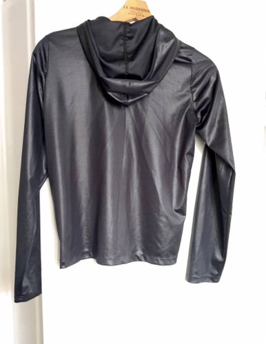 Vintage Rocky Svart blank jacka med luva dragkedja, small
