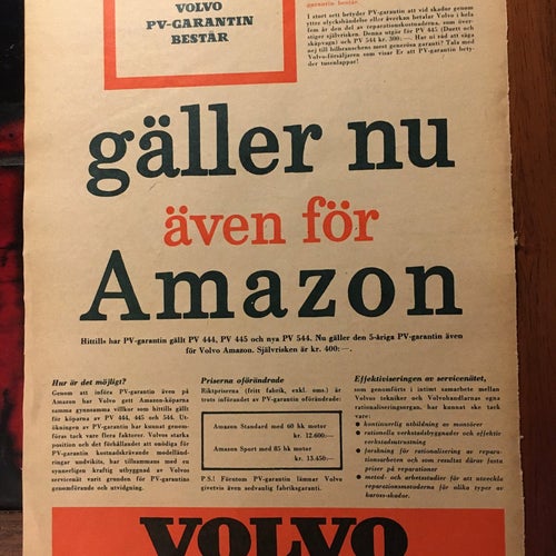 Volvo Amazon 1959 PV-garanti Annons