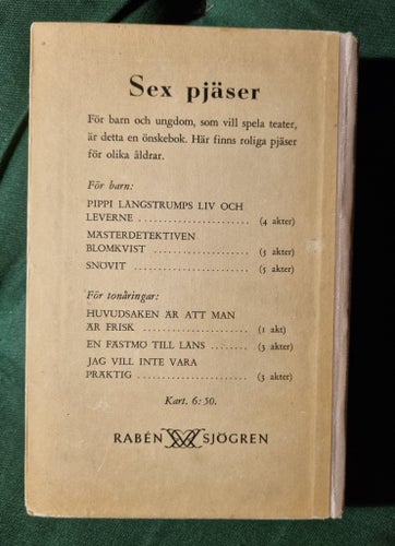 Sex pjäser av Astrid Lindgren (1950) 1:a upplaga, nästan nyskick