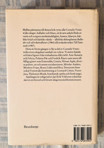 Bok Cornelis Vreeswijk Sånger 1988 1:a uppl