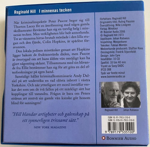 Ljudbok. I minnenas tecken av Reginald Hill. Deckare
