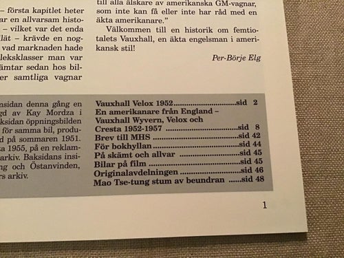 MOTORHISTORISKT MAGASIN NR 3 1999 VAUXHALL VELOX,CRESTA,KINS BIL MAO TSE TUNG