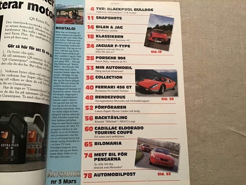 AUTOMOBIL NR 3 1993 LANCIA HYENA FERRARI 456 GT,PORSCHE 904 MASERATI 3500 GT