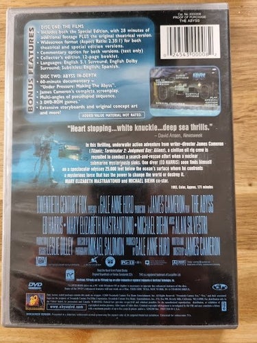 THE ABYSS - SPECIAL EDITION - OBS !! REGION 1 DVD! KRÄVS REGIONS FRI SPELARE
