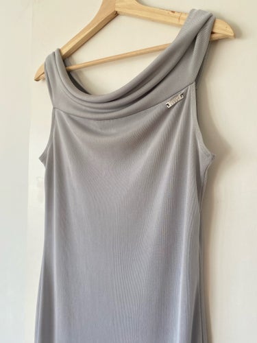 Versace klänning tunika silver draperad halsringning