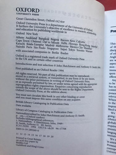 NATIONALISM John Hutchinson 1994