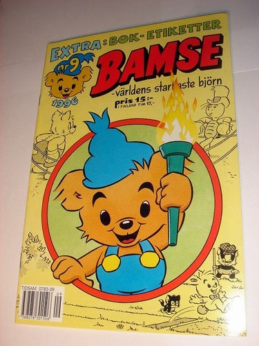 BAMSE 1996 9 (svensk) NY OLÄST EXTRA BOK ETIKETTER