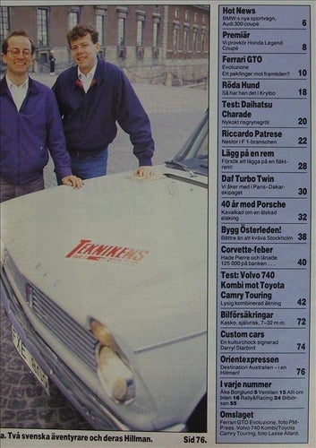 TEKNIKENS VÄRLD 1987/15.BMW.Ferrari.Audi.Honda.Porsche.Volvo 740.Daf Turbo Twin
