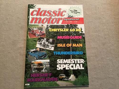 CLASSIC MOTOR NR 7 1986 CHRYSLER 60 ÅR,MUSEI GUIDE,THUNDERBIRD,NISSES MC SAMLING