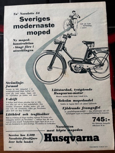 NOVOLETTE Husqvarna 1954 annons