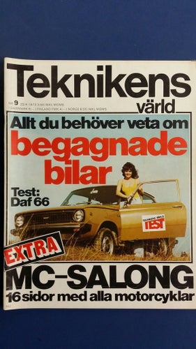 Teknikens Värld 9 1973: DAF 66, Rolls-Royce Corniche, Renault 12 TS, Audi 60 -69