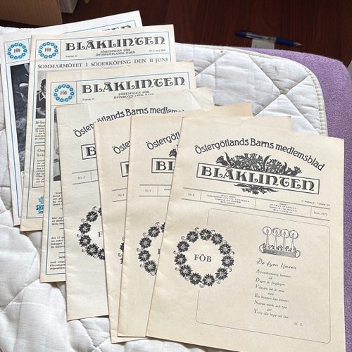 Blåklinten medlemsblad föreningen Östergötlands barn 70-tal