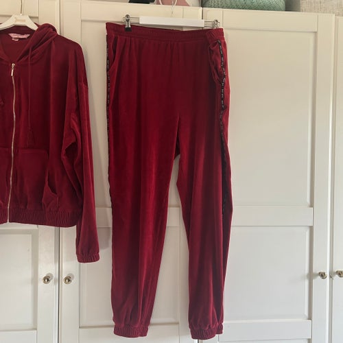 Hunkemöller Mörkröd Träningsoverall velour 2XL