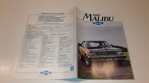 Chevrolet Malibu 1980 16 sidor tryckt 1979 engelsk text